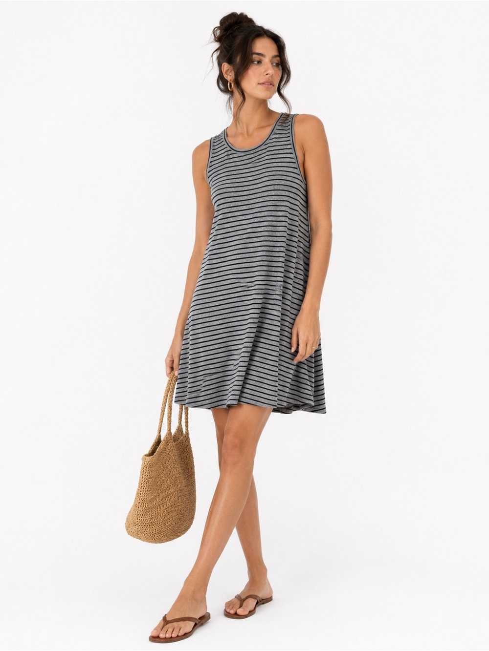 Madewell Highpoint Swing Jersey Knit Tank Dress‎ In Heather Nice Gray Size Small